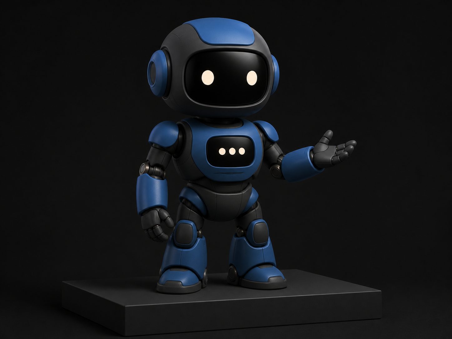 Friendly wheeled AI chatbot assistant illustration